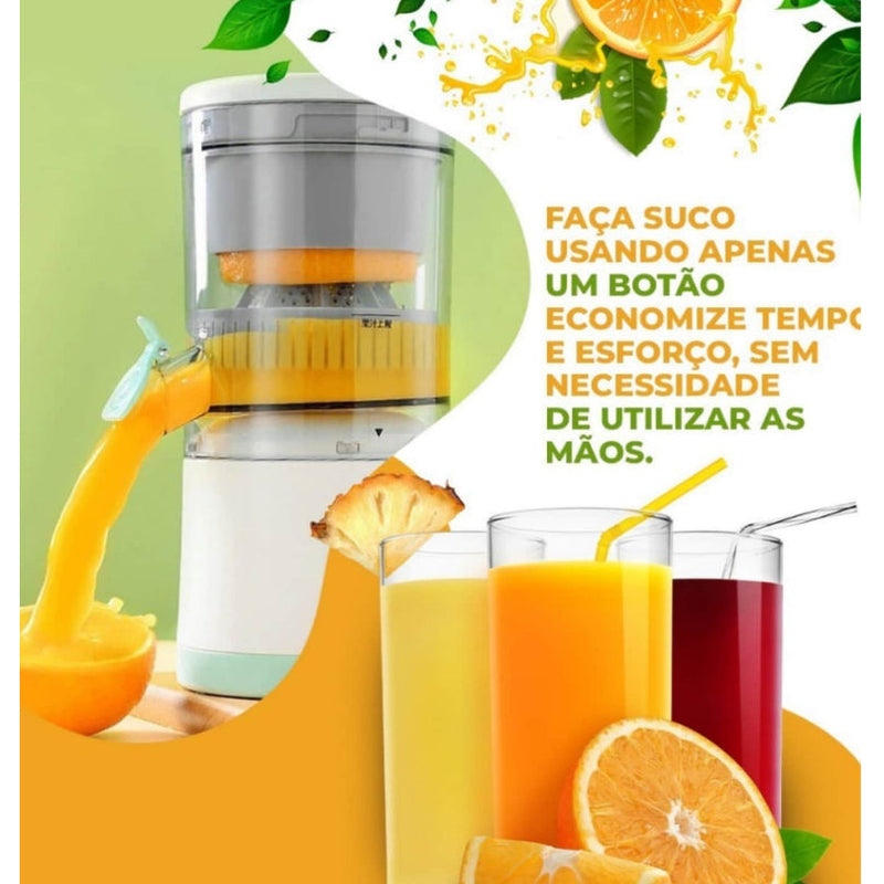 Espremedor Elétrico Laranja Limão Frutas 400ML P/ Fazer Sucos USB Recarregável Inox