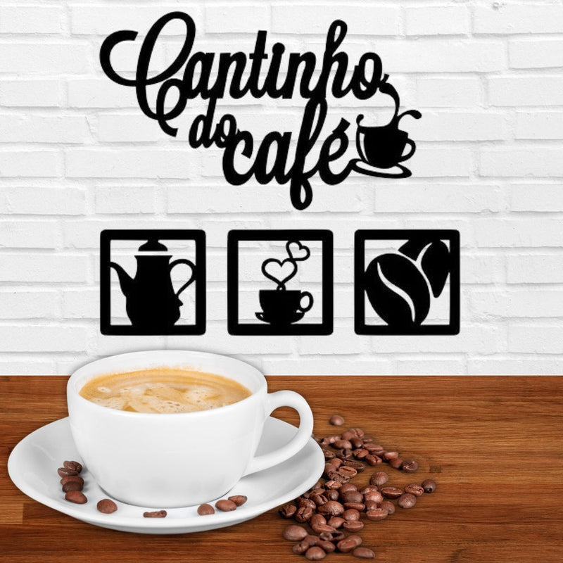 Placa Cantinho do Café 4 Peças 30cm mdf Decoração Maravilhosa para Canto do Café