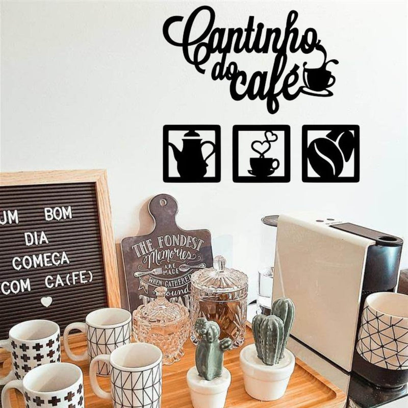 Placa Cantinho do Café 4 Peças 30cm mdf Decoração Maravilhosa para Canto do Café