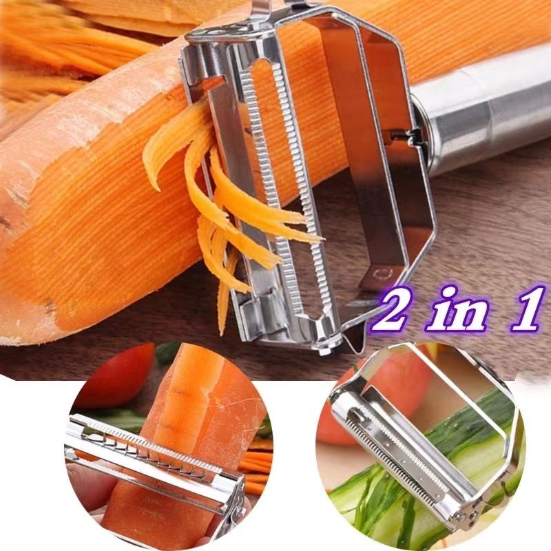 Descascador INOX Legumes Frutas Dupla Lâmina Móvel 2 Em 1/Descascador De Legumes Verduras Frutas Promoção Leve 2 Pague 1