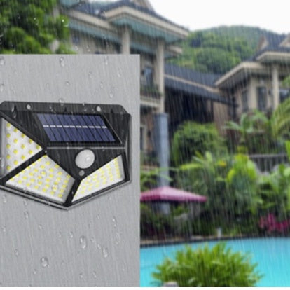 Luminária Solar 100 Led Com Sensor Para Jardim Externa Prova D'água Luz Led Solar Lâmpada