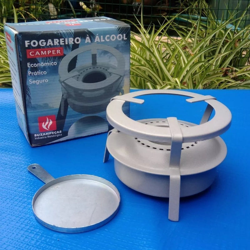 Fogareiro Fogão a Alcool 1 uma boca Portatil Espiriteira Alcool Camping Pesca Sitio