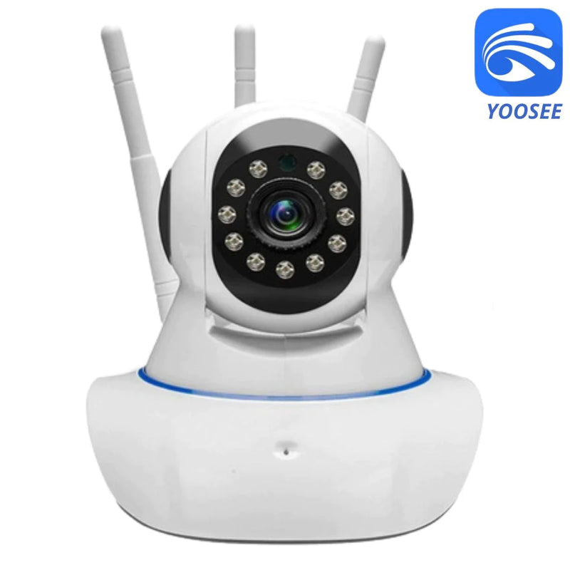 câmera iP robô 3 antenas wifi visão noturna full HD 360º microfone áudio babá eletrônica robozinho sem fio