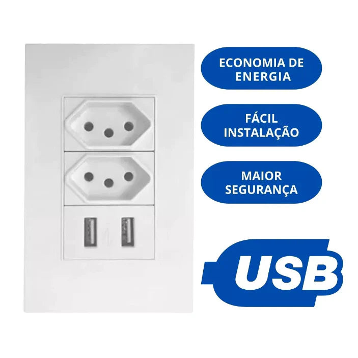 Tomada Parede Entradas Usb Carregador Universal Dispositivo