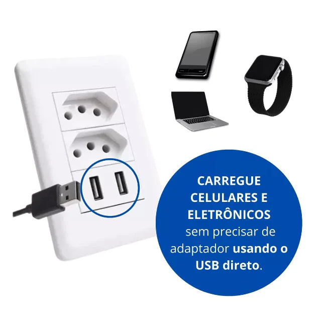 Tomada Parede Entradas Usb Carregador Universal Dispositivo