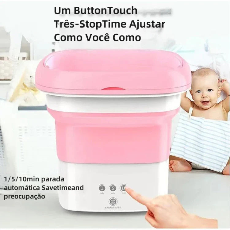 Mini Máquina de Lavar Roupas 8 Litros ou 4.5L Dobrável Balde Portátil Secagem Rápida Centrífuga Com Luz U.V