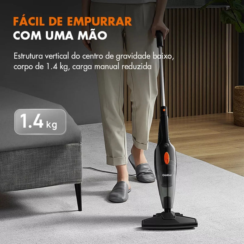 Aspirador de Pó Vertical Gaabor 2 em 1 Doméstico Leve Preto 16.000Pa Sucção Forte 127v/220V