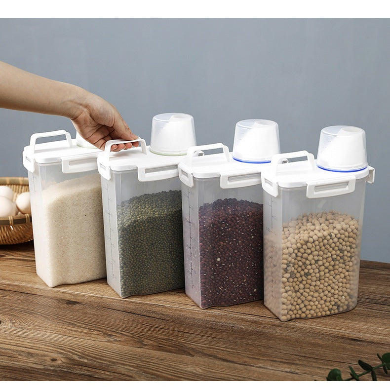 Dispenser para Alimentos 2,5L grãos cereais Tampa Com Trava pote hermético Copo Medidor Multiuso BC-11/BC-12/BC-13