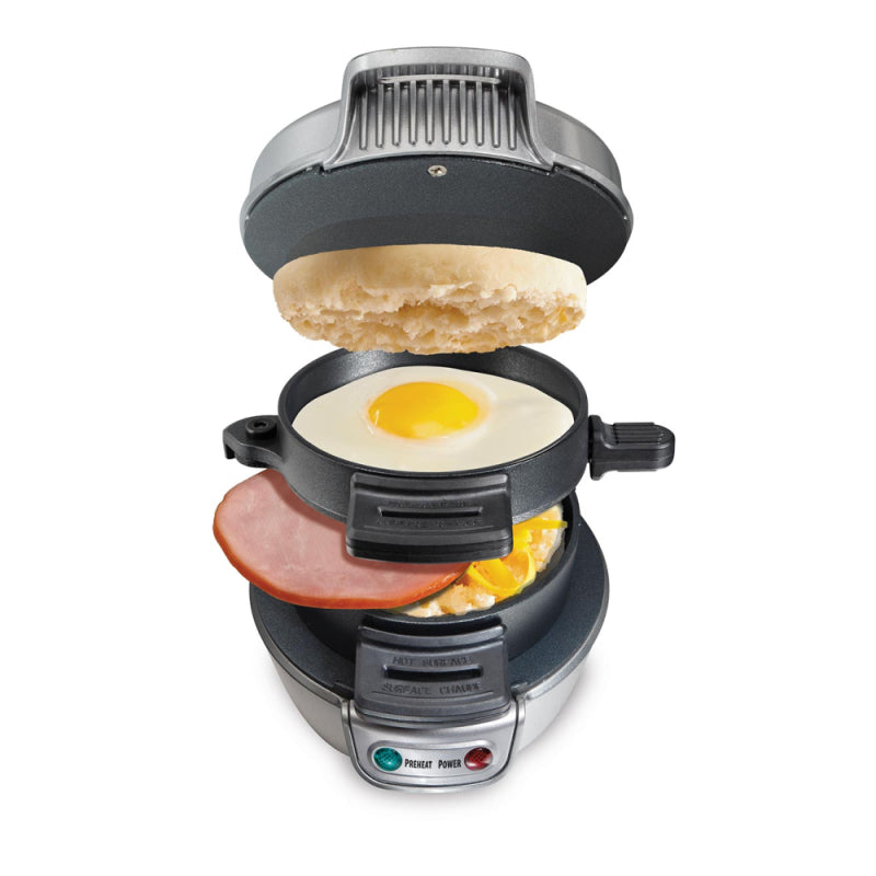 Sanduicheira e Hamburguer Hamilton Beach Breakfast Sandwich Maker Seu Lanche em 5 minutos 110V