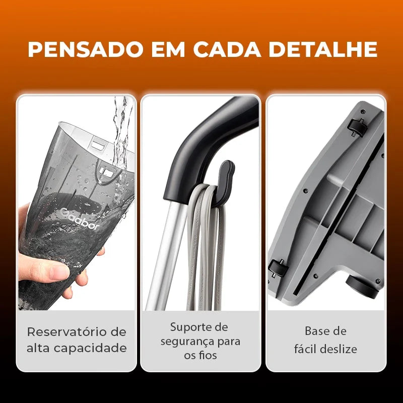 Aspirador de Pó Vertical Gaabor 2 em 1 Doméstico Leve Preto 16.000Pa Sucção Forte 127v/220V