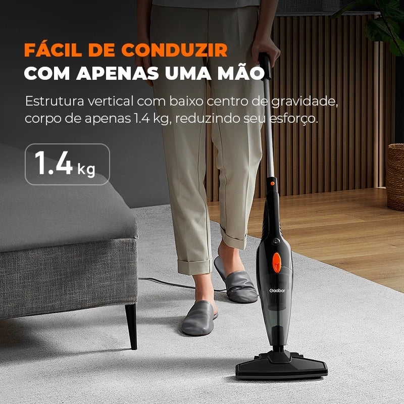 Aspirador de Pó Vertical Gaabor 2 em 1 Doméstico Leve Preto 16.000Pa Sucção Forte 127v/220V