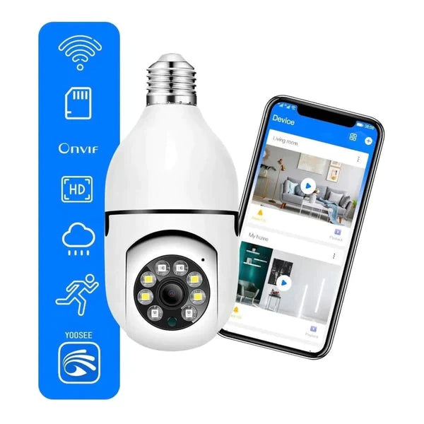 Câmera de Segurança Full HD Wi-Fi Inteligente 360 graus - com Visão Noturna em HD