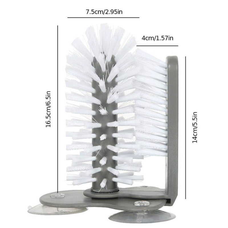 Escova Lava Copos Taças Garrafas Com Ventosas Pratica Dupla