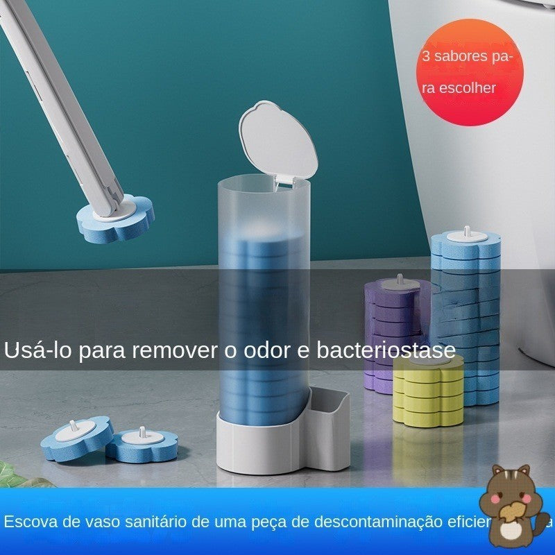 Escova de vaso sanitário descartável com cabeça substituível, não há necessidade de perfurar no banheiro para dissolver a lavagem