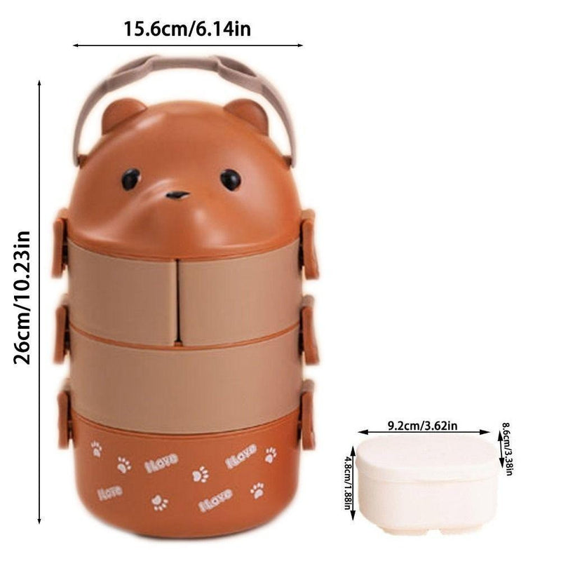 1Pcs Caixa Térmica Bento , De Almoço Empilhável Com Urso De Óculos , Cartoon Bonito 1/2/3 Camadas Container Para Crianças