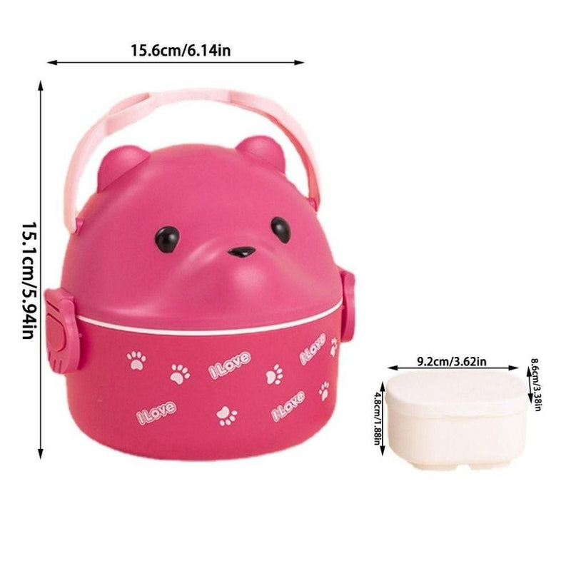 1Pcs Caixa Térmica Bento , De Almoço Empilhável Com Urso De Óculos , Cartoon Bonito 1/2/3 Camadas Container Para Crianças