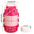 1Pcs Caixa Térmica Bento , De Almoço Empilhável Com Urso De Óculos , Cartoon Bonito 1/2/3 Camadas Container Para Crianças